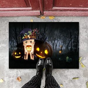 Mattor Happy Halloween Door Mat Cute Ghost Halloweens Rugs Farmhouse Non-Slip Bedrooom matta Gift Halloween Decoration Welcome Deal 231006