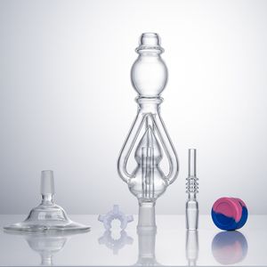 CSYC NC059 DAB RIG Glass Bong Bubbler Pipes Stand Base 14mm Titanium Quartz Ceramic Nail Silicon Jar Dabber Tool Triple Recycle Water Perc rökrör