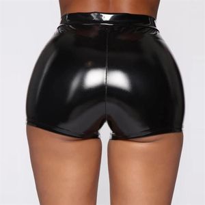 Bustiers korsetter Sexig botten Underkläder Kvinnor Hög midja läderbyxor Kort erotisk glänsande formning PVC Boxer Glossy Bag Hip LaTex 296i