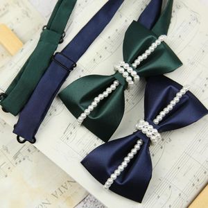 Bow Ties Linbaiway koreanska bröllop bowties för män kostym handgjorda pärlor svarta vinröd vita slips gentlemen nack bowknots