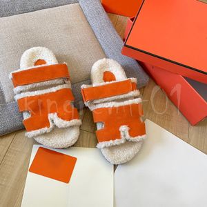 Designer Sandal Women Slipper Fur Slippers Strip Sandals Winter Slides Flat Suede Slide Fuzz Shoe