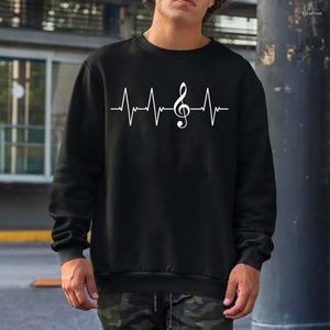 Felpe con cappuccio da uomo Nota musicale Chiave battito cardiaco Regalo Strumento Felpe Uomo Donna Streetwear Girocollo Top con cappuccio Cotone Hip Hop