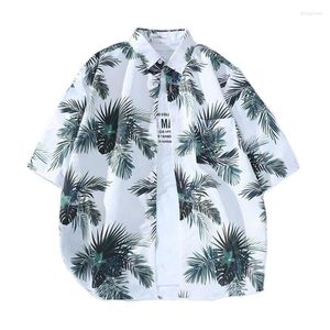 Mense Casual Shirts Men 2023 Summer Hawaiian Beach Seaside Flower Print Shirt Button Up Thin Half Short Sleeve Korean Fashion Clothes