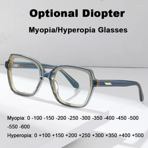 サングラスカスタマイズされた段階的メガネ近視0-600ハイペルピア0-500フルアセテートアンチブルーライト眼鏡レトロ処方アイウェア