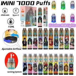 Sunfire OEM/ODM Factory Pris 2023 Justerbar luftflöde Ny stil 7000 8000 puffs Vape 15 ml engångsvapspen Prun PoSHE WAPE E-cigarettsatser