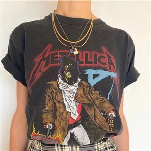 Metallca Band Earth Washed Vintage Kısa kollu Erkek Kadın Tişörtleri Kaya Tişörtleri Jerry Stil Tişört UNISEX TEES MAN KADIN SATATE277Z