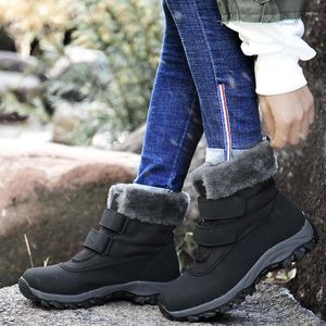 Boots Large Size Snow Winter Women's High Top Cotton Shoes Solid Color Round Toe Hiking Platform Ankle Booties Botas De Nieve