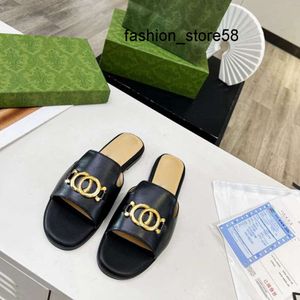 5A casual shoes Shoes Nice New Slipper Women Wide Crotch Diamond Buckle With Spring Summer Flat Comfortable Soft Metal Letter One Line Slipper Shopping Beach Fashion