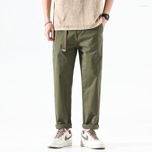 Męskie spodnie 2023 Mężczyźni Cotton Vintage Casual Spring Summer Solid Cargo Raose Pasp Prosty spód Male Army Zielona odzież robocza