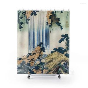 Cortinas de chuveiro Japão cortina cachoeira decoração banheiro arte