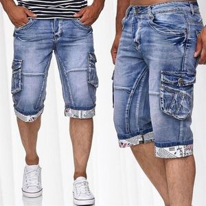 Erkekler Kot Pantolon 2022 Yaz Günlük Sokak Giyim Giyim Hip Hop Cep Sıska Denim Jean Pantolon Şort Mavi177Z