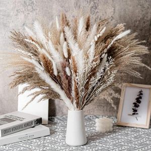 Decorative Flowers Small Dried Flower Bouquet Whisk Pampas Grass Rabbittail Christmas Ornament Balls