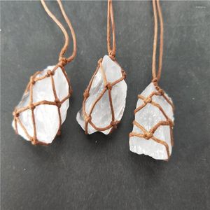 Colares Pingente Boeycjr Natural Pedra Branca Colar Corda Handmade Trançado Jóias Étnica Vintage Para Mulheres