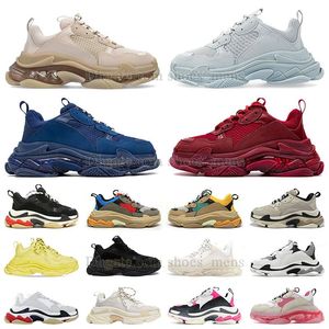 2023 Sapatos Casuais Designer Triple S Mens Mulheres Sapatilhas Plataforma Tan Clear Sole Preto Branco Cinza Vermelho Rosa Azul Royal Neon Verde Mens Treinadores Esportes Tenis Sapato