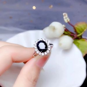 Solitaire Ring Nature Blue Sapphire Princess Diana Rings for Women 925 Sterling Silver Romantic Engagement Wedding Jewelry 231007