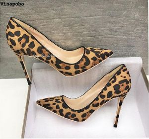 Scarpe eleganti Vinapobo Tacchi alti Leopardo Donna Tacchi a spillo Décolleté Office Lady Punta a punta Flock Sexy 12 cm Matrimonio Sapato Feminino