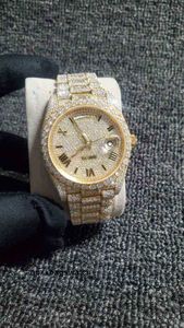 Diamond Watch Rolaxs Swiss Mechanical Wristwatches 2023 New Iced Out Diamonds Watch PASS TT ETA 3255 movement Mechanical Yellow Gold Top quality Men LuxuryWatc HBT8