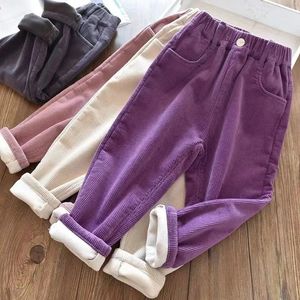 Pantaloni Baby Warm per ragazze e ragazzi Pantaloni in velluto a coste in pile per bambini Addensare Outwear Autunno Inverno 2 4 6 8 231027