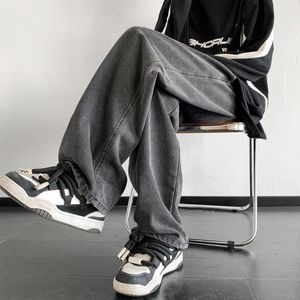 Jeans da uomo Autunno Streetwear Baggy Uomo Moda coreana Pantaloni larghi dritti a gamba larga in denim Abbigliamento maschile di marca Pantaloni di fango giallo