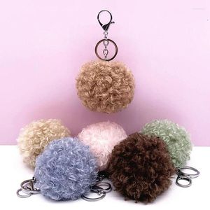 Chaveiros 10 pçs / lote moda jóias mulheres bolas de pelúcia imitação rolo de lã para meninas saco pingente decorações de carro