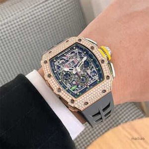 Relógio de designer RichareMill Tourbillon com corda automática e cronógrafo de edição limitada com relógio de pulso mecânico Y mecânico Tourbillon Relógio suíço RM1103 PF4P