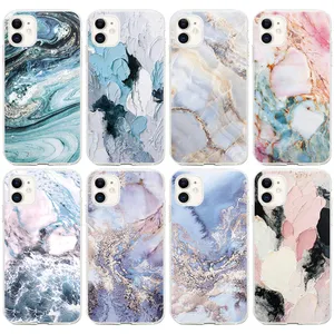 Modische Marmor-Hüllen für iPhone 15 Plus 14 Pro Max 13 12 11 XS MAX XR X 8 7 6 Iphone15 Rock Stone Granite Quartz Soft TPU Fashion Cute Lovely Phone Cover Skin