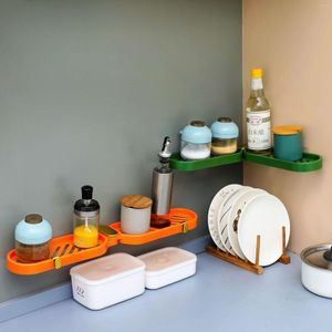 Krokar toaletthörnhylla stansfri vägg hängande pasta roterbar vikningsförvaring kök kryddburk rack