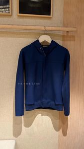 Loro Piano Hoodies inverno masculino casual azul escuro com capuz manga comprida suéter de lã