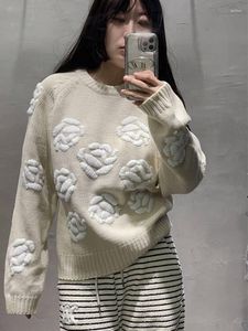 Maglioni da donna BULOCHOVA Autunno e inverno Vintage Jacquard maglione oversize per le donne Pullover manica lunga spessa calda maglia top 2023