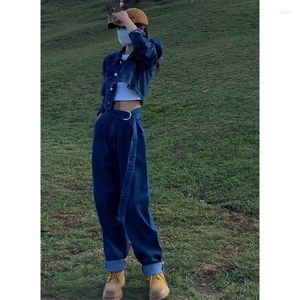 Women's Two Piece Pants Spicy Girls 2023 Early Autumn Women Denim Set Fashion Age Reducing Casual Jeans Short Coat Outfits