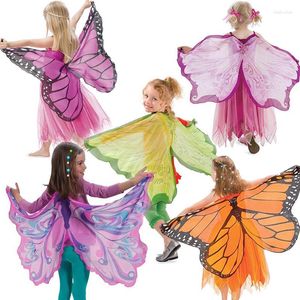 Jackor Kids Butterfly Performance Wings Chiffon Girls Halloween Carnival Elf Fairy Cosplay Mask Cloak Cape Costumes Props Accessories