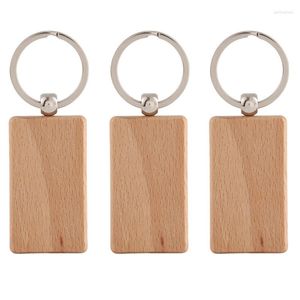 Keychains 300 Blank Wooden Keychain Rectangular Key ID Can Be Engraved DIY