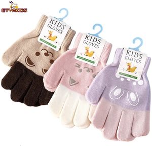 Children s Mittens 1Pairs Winter Warm Gloves for Children Boys Girls Cartoon Bear Bunny Cat Pattern Glove Kids Outdoor Playing 3 7 Years 231007