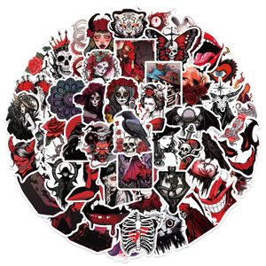 50 pçs vermelho preto halloween adesivos para carro skate geladeira capacete ipad bicicleta telefone motocicleta ps4 livro pvc diy decalques crianças brinquedos decoração