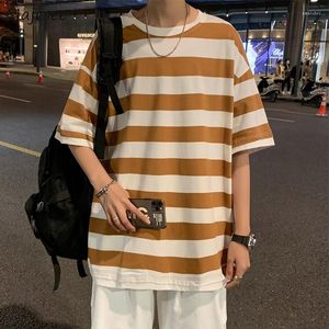 Men's T Shirts T-shirts Men Summer Striped O-neck Ins All-match Fashion Chic Tops Male Clothing Streetwear Students Ulzzang Teens Handsome