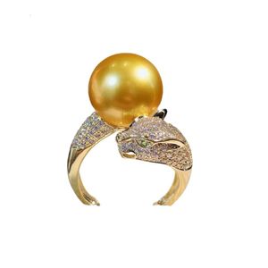 Carttiers Ring Designer-Schmuck Damen Originalqualität Kopf Leopard Perlenring Leopardenring Perlmutt Muschel Meerwasser Dicker Goldperlenring