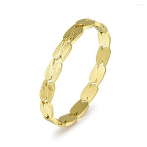 Bangle Stylish Classic Ladies Leaf Plated 18k Gold rostfritt stålarmband