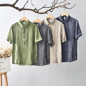 Erkek Tişörtleri L1007 Yüksek Kaliteli Ramie T-Shirt Yaz Modası Çin Retro Stil Kısa Kollu Günlük Gevşek Çok Yönlü Nefes Alabilir Rahat