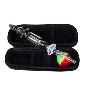 NC011 Sigara Boru Dab Teçhizat Bubbler Bong Çanta Seti 10mm 14mm Titanyum Seramik Kuvars Tırnak Klipsi Dabber Aracı Silikon Kavan Mavi Yeşil Açık Cam Su Bongs