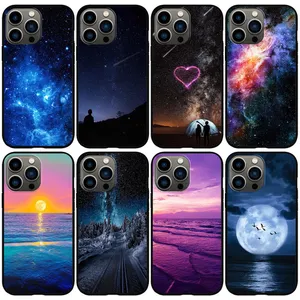 Heart Lover Star Sky Night Cases For Iphone 15 Plus 14 Pro Max 13 12 11 XS MAX XR X 8 7 6 Iphone15 Ocean Sea Moon Sunrise Forest Soft TPU Fashion Cute Phone Cover Skin
