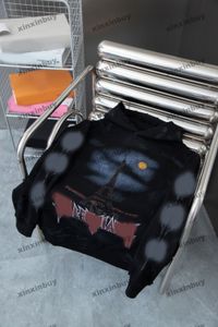 xinxinbuy menデザイナーパーカーセーターが破壊されたアイアンタワーレタープリントパリ女性