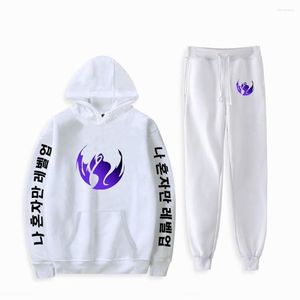 Felpe con cappuccio da uomo 2023 felpa livellante Solo set da due pezzi felpa con cappuccio Jogger Pant Harajuku Streetwear coreano Manga abbigliamento da donna