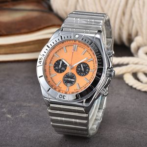 男性のための腕時計2023新しいメンズウォッチすべてのダイヤルワーククォーツウォッチ高品質のトップトップブランドクロノグラフクロックステンレス鋼ベルトメンズファッションBR012