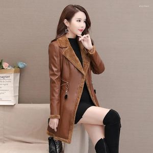 Women's Leather PU Skin Hair One Body 2023 Spring Autumn Jacket Plus Size Fat Sister Fashion Loose Coat Overcoat