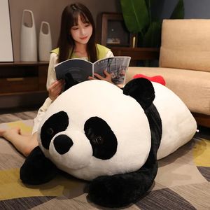 Plush Dolls 4590cm Cute Lying Panda Toy Lifelike Stuffed Animal Doll Classic China Children Kids Birthday Gift 231007