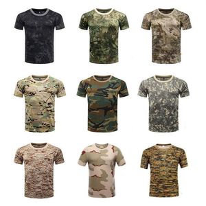 Utomhussportsmän T-shirts kamouflage multicam snabb torr o hals korta ärm toppar skjorta plus storlek m-3xl t-shirt accessoarer320h