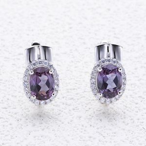 Stud Earrings Color Changing Created Alexandrite 925 Sterling Silver 8 6mm Fine Jewelry For Women Female Birthday Nice Gift