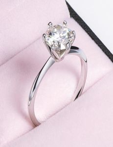 Anello in argento sterling Moissanite S925 da 05 carati Classico anello di fidanzamento con diamanti a sei artigli per regalo di compleanno per coppia4638805