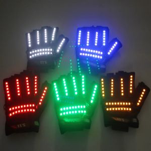 Fingerlose Handschuhe, LED-Glühhandschuhe, Rave-Licht, blinkende Fingerbeleuchtung, leuchtende Fäustlinge, magische schwarze leuchtende Handschuhe, Partyzubehör, Halloween, 231007