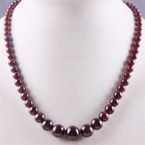 Chains Natural Garnet Graduated Round Beads Necklace 17 Inch Jewelry For Gift F190264Y